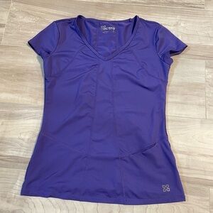 Actra Performance Wear Purple Short Sleeve Workout Top With Front Pocket~Size XS